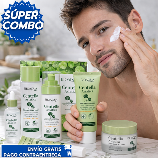 Bioaqua Centella: Kit facial que controla el acné, equilibra la grasa y revitaliza la piel.