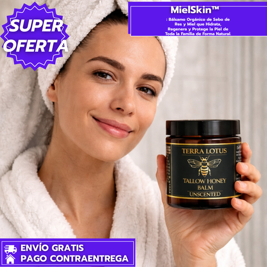 MielSkin: Bálsamo Orgánico de Sebo de Res y Miel que Hidrata, Regenera y Protege la Piel de Toda la Familia de Forma Natural.