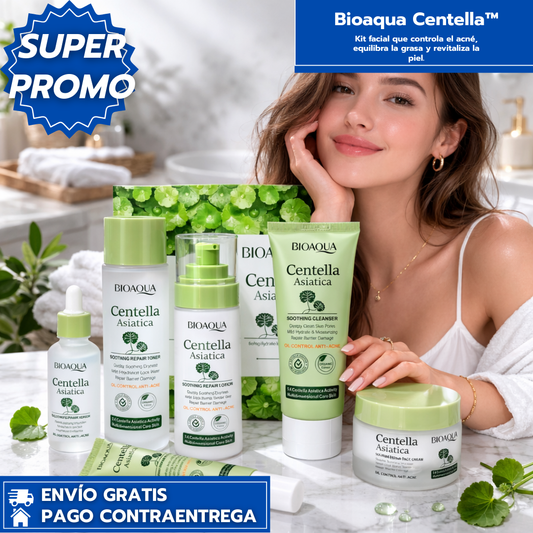 Bioaqua Centella: Kit facial que controla el acné, equilibra la grasa y revitaliza la piel.
