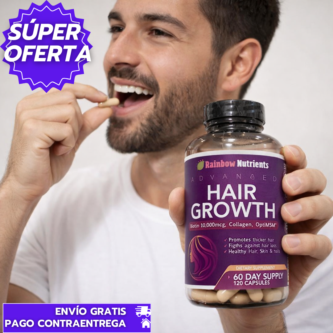 Hair Growth: Cápsulas que Estimulan el Crecimiento y Fortalecen el Cabello desde la Raíz.
