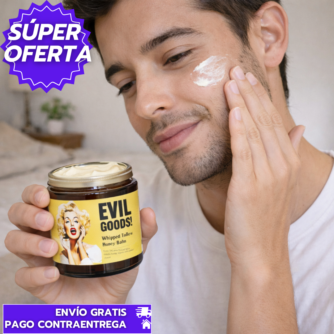Evil Goods: Bálsamo Facial Nutritivo de Sebo y Miel que Hidrata y Restaura la Piel de Forma Natural.