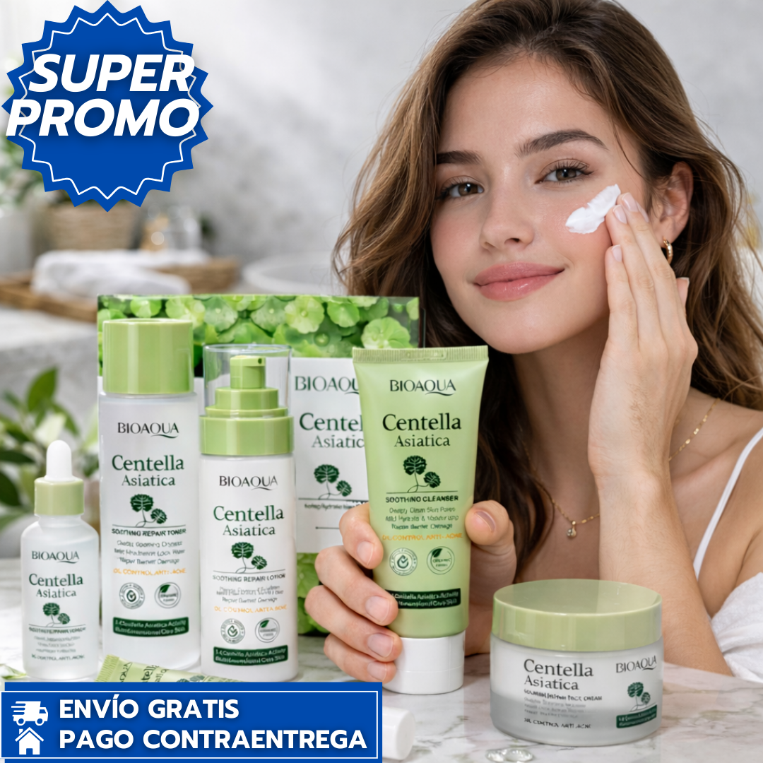 Bioaqua Centella: Kit facial que controla el acné, equilibra la grasa y revitaliza la piel.