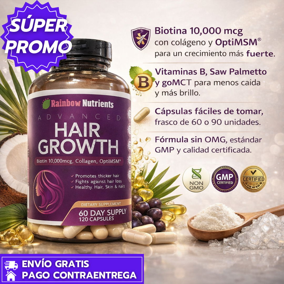 Hair Growth: Cápsulas que Estimulan el Crecimiento y Fortalecen el Cabello desde la Raíz.