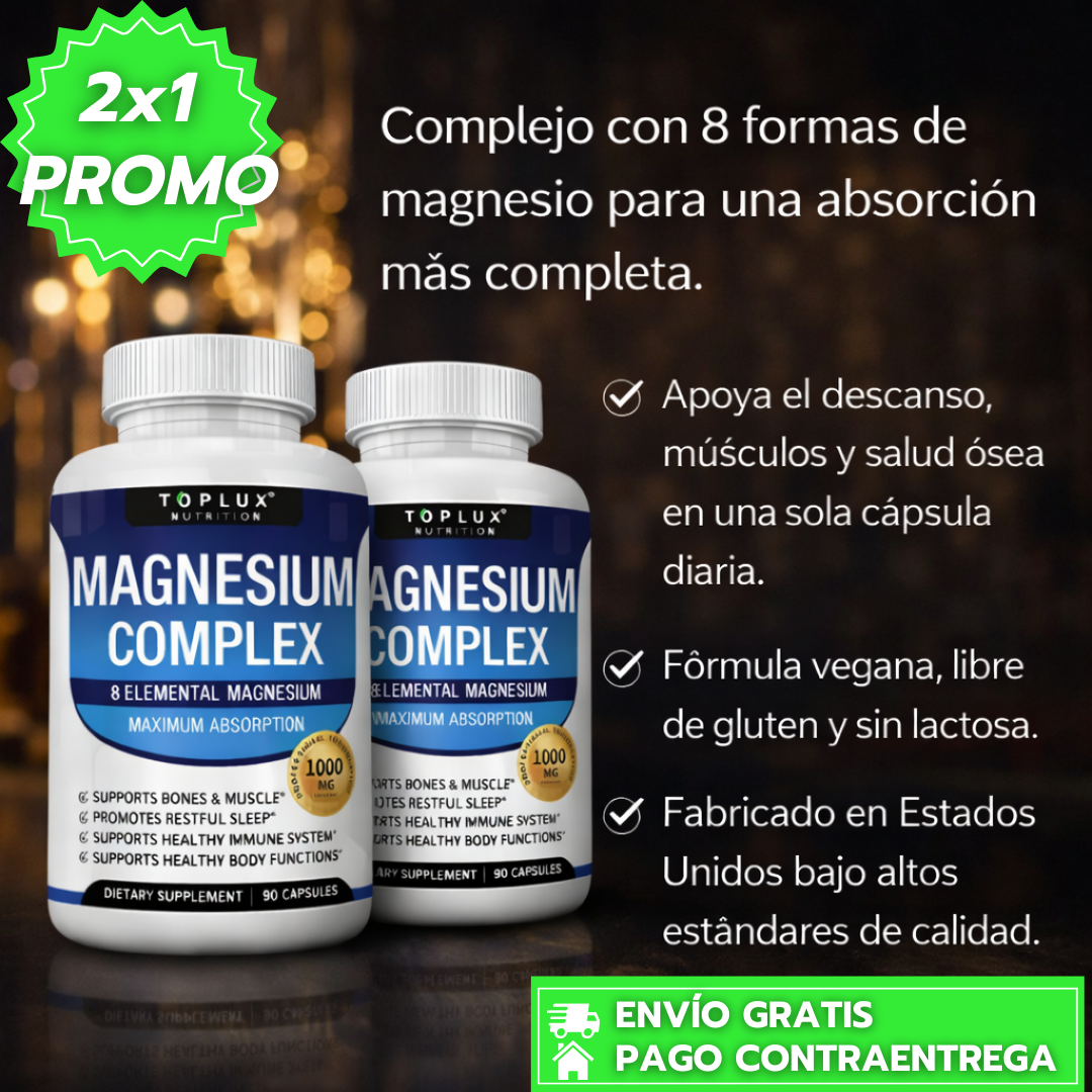 Magnesio Complex: Apoya el sueño, huesos y función muscular. 💊💤